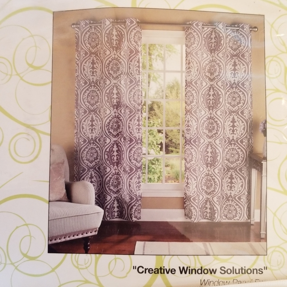 York, m. Style curtains - gray and white. NWOT 2, 40" x 84" panels